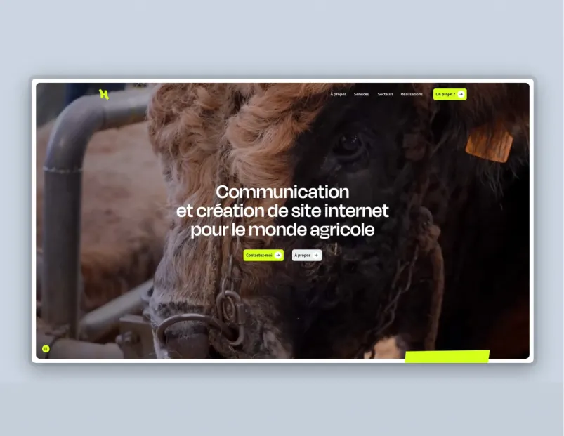 page d'accueil d'un site internet sur l'agriculture